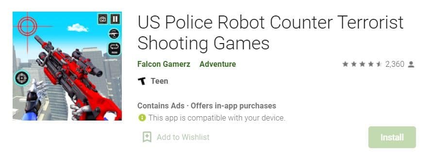 US Police Robot Counter Terrorist Shooting Games